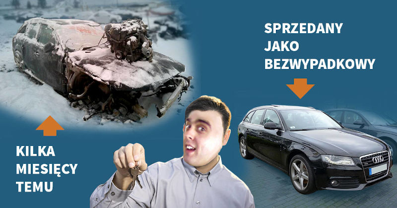 sprzedawca oszukuje, auto przed remontem i po remoncie jako bezwypadkowy